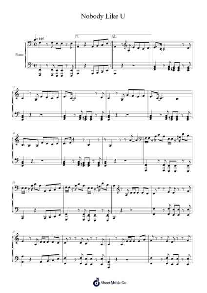 Nobody Like U Sheet Music by 4 Town-Arr.Davebel