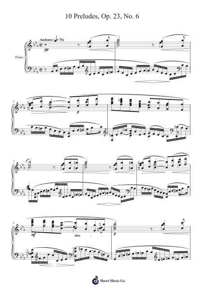 10 Preludes, Op. 23: No. 6 in E-flat Major Sheet Music by Sergei Rachmaninoff-Arr.Buckchad