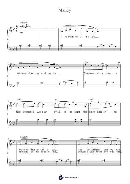 Mandy Sheet Music by Barry Manilow-Arr.Gilesto Lindle