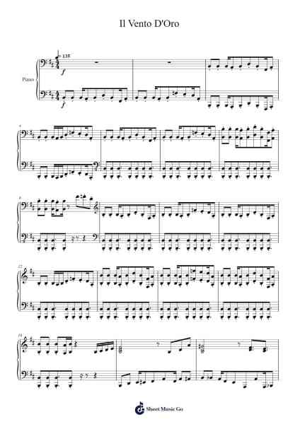 Giorno's Theme (Il Vento D'Oro) Sheet Music by Yugo Kanno-Arr.Marmo