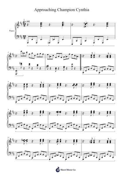 Approaching Champion Cynthia Sheet Music by Go Ichinose-Arr.Shellay