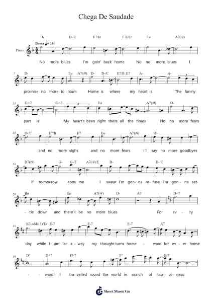 Chega De Saudade Sheet Music by Antônio Carlos Jobim-Arr.Tethew Wolfdwight