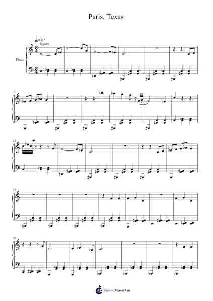 Paris, Texas Sheet Music by Lana Del Rey-Arr.Zimgus Jackfred