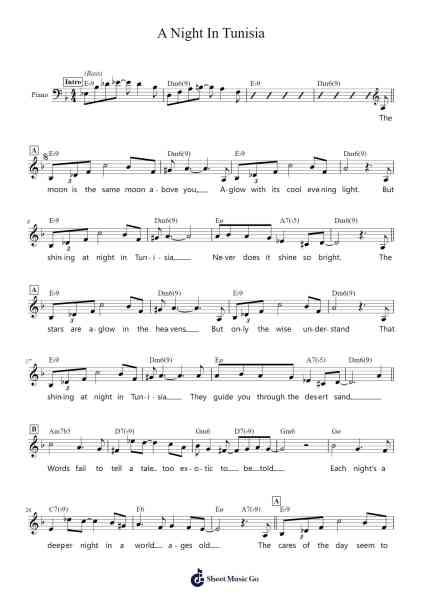 A Night In Tunisia Sheet Music by Dizzy Gillespie-Arr.Oglet Kitcke