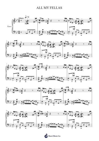 ALL MY FELLAS Sheet Music by Katsuya-Arr.Prittlay
