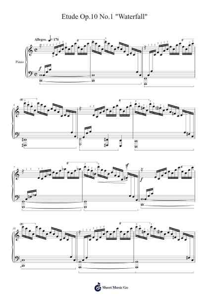 Etude Op. 10 No. 1 in C Major "Waterfall" Sheet Music by Frédéric Chopin-Arr.Reedgo