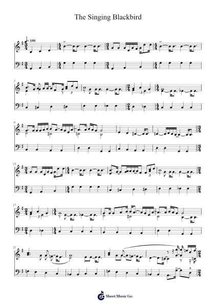The Singing Blackbird Sheet Music by The Jazz Lovers-Arr.Attcolm