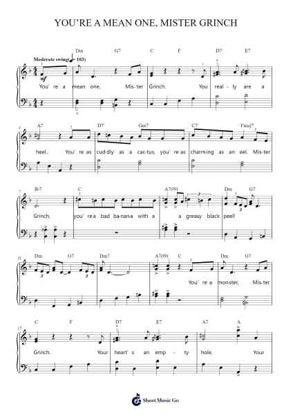 You're A Mean One, Mr. Grinch Sheet Music by Lady Gaga-Arr.Croftswilde Ruthtodd