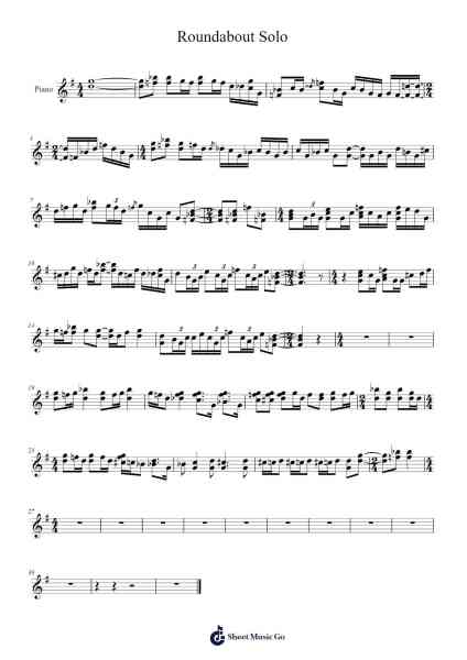 Roundabout Solo Sheet Music by Yes-Arr.Graril