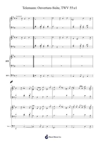 Ouverture-Suite in E Minor, TWV 55:e1 - Ouverture Sheet Music by Georg Philipp Telemann-Arr.Humlouie