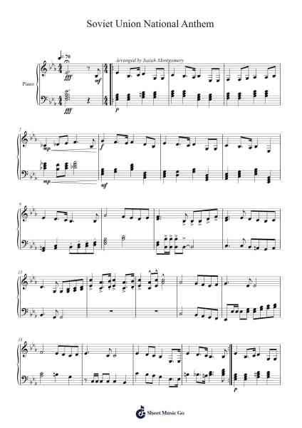 State Anthem of the Soviet Union Sheet Music by Alexander Alexandrov-Arr.Latckens