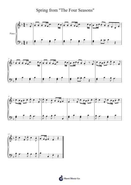 The Four Seasons - Spring in E Major, RV. 269 Sheet Music by Antonio Vivaldi-Arr.Hornhill Kingmeg