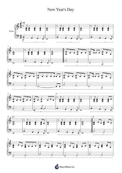 New Year's Day Sheet Music by Pumens Faulkgrant-Arr.Crailynn Rodlan