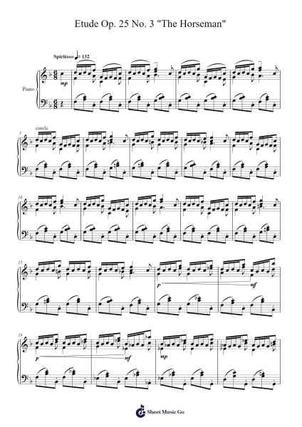 Etude Op. 25 No. 3 "The Horseman" Sheet Music by Frédéric Chopin-Arr.Odeker Earlsor