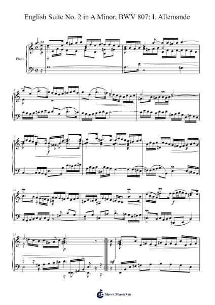 English Suite No. 2 in A Minor, BWV 807: II. Allemande Sheet Music by Johann Sebastian Bach-Arr.Doulow