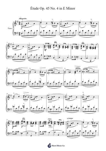 Étude Op. 45 No. 4 in E Minor Sheet Music by Stephen Heller-Arr.Leeles Stoweser