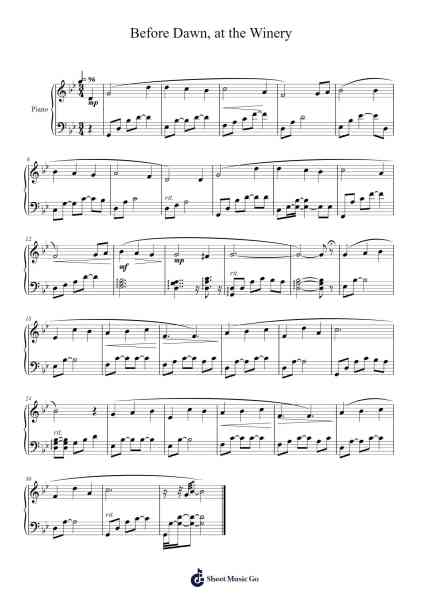 Before Dawn, at the Winery Sheet Music by Yu-Peng Chen-Arr.Yedpont