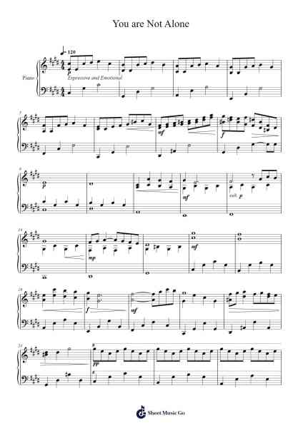 You are Not Alone Sheet Music by TOO (티오오)-Arr.Saulnick Huddon