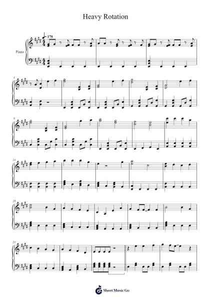 Heavy Rotation Sheet Music by AKB48-Arr.Elroylitt Graycia