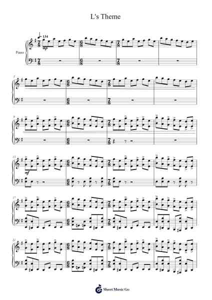 L's Theme Sheet Music by Yoshihisa Hirano-Arr.Blyder