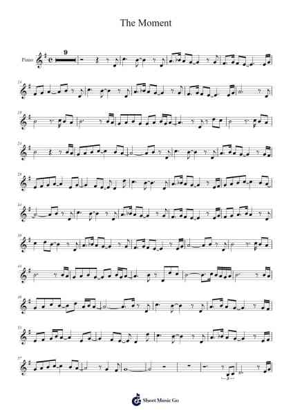 The Moment Sheet Music by Gracebohm-Arr.Junegia Wato