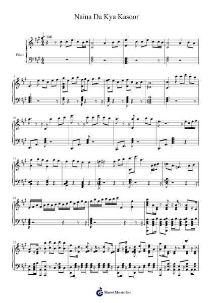 Naina Da Kya Kasoor Sheet Music by Chetan Ghodeshwar-Arr.Lambken Bespag