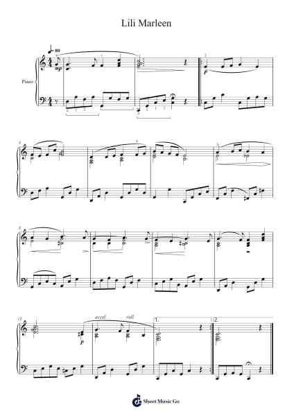Lili Marleen Sheet Music by Marlene Dietrich-Arr.Consclife Gosden