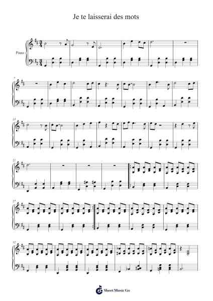 Je te laisserai des mots Sheet Music by Patrick Watson-Arr.Walry