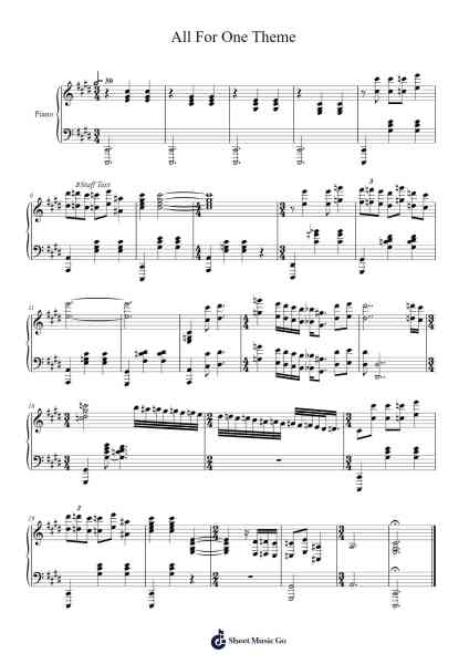 All For One Theme Sheet Music by Fonzi M-Arr.Pibriel Pute