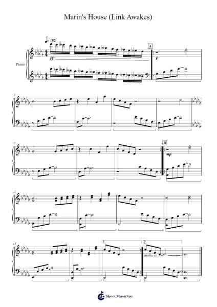 The Legend of Zelda: Link's Awakening - Marin's House (Link Awakes) Sheet Music by Hans Sandig-Arr.Trund Milsoll