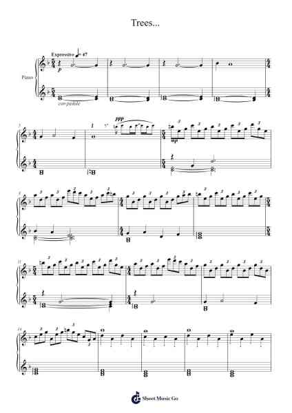 OMORI OST: 012 - "Trees..." Sheet Music by Pedro Silva-Arr.Detio Gemlo