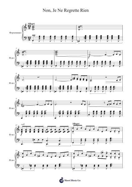 Non, Je Ne Regrette Rien Sheet Music by Édith Piaf-Arr.Sharpkin