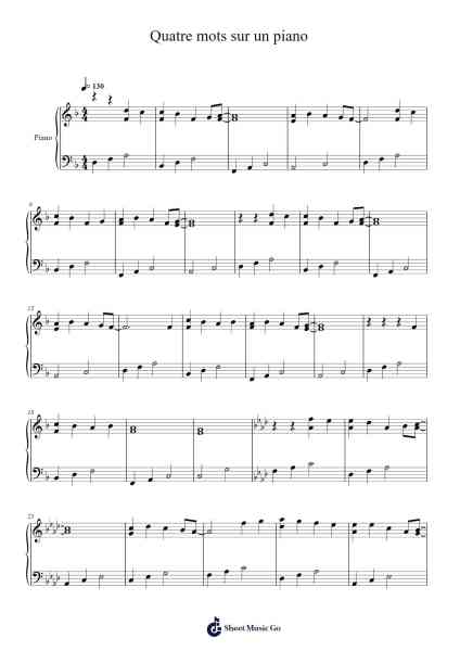 Quatre mots sur un piano Sheet Music by Jean-Jacques Goldman-Arr.Huxmons