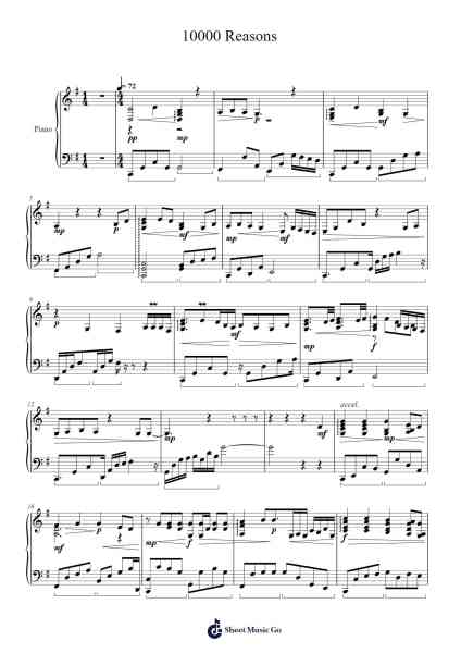10000 Reasons Sheet Music by Matt Redman-Arr.Kimbach Bloornorth