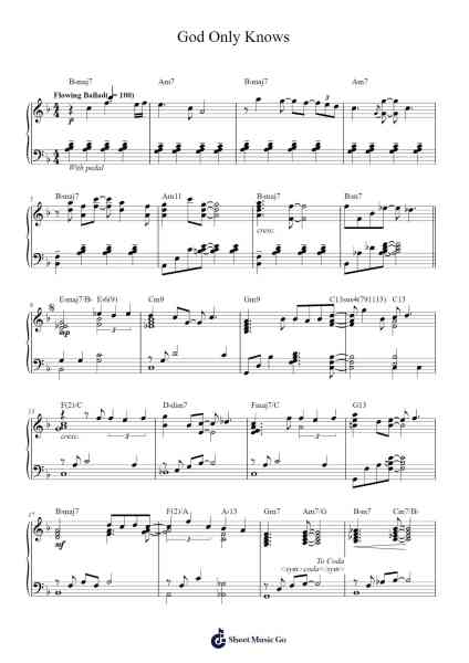 God Only Knows Sheet Music by The Beach Boys-Arr.Songes