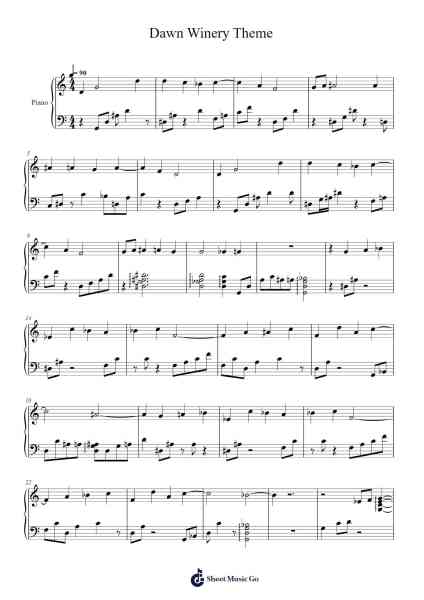 Dawn Winery Theme Sheet Music by Yu Peng-Chen-Arr.Panvier Oisendan