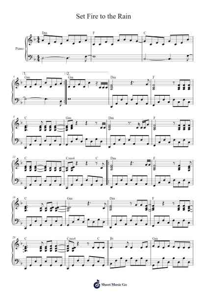 Set Fire to the Rain Sheet Music by Swinther Wycy-Arr.Reyler Poundien