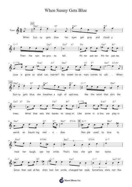 When Sunny Gets Blue Sheet Music by Marvin Fisher-Arr.Osworth Gosca
