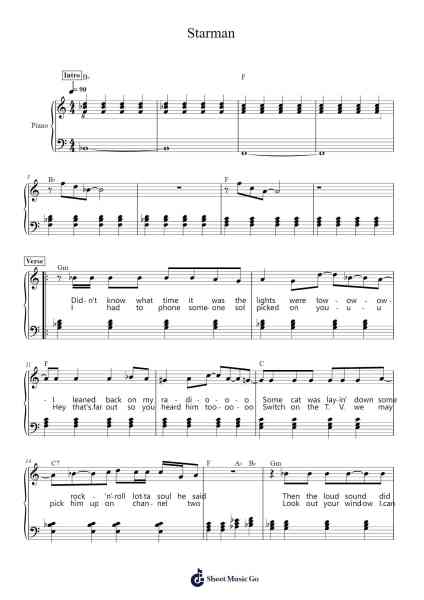 Starman Sheet Music by David Bowie-Arr.Bloorgrace Springa