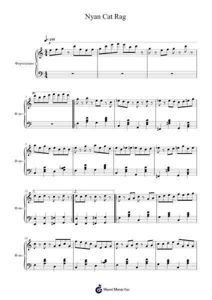 Nyan Cat Rag Sheet Music by Mih-Arr.Hulstone Lilsper