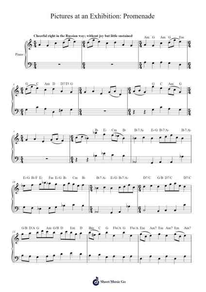 Pictures at an Exhibition: Promenade Sheet Music by Modest Mussorgsky-Arr.Dilmos