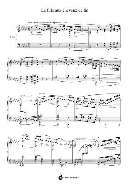 La fille aux cheveux de lin Sheet Music by Claude Debussy-Arr.Walshfox