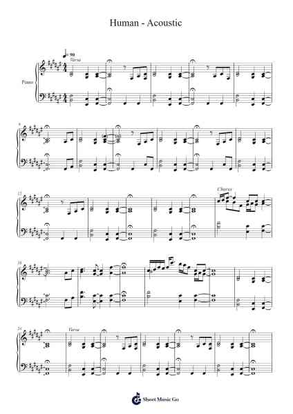 Human - Acoustic Sheet Music by Jon Bellion-Arr.Bosphia Wisell