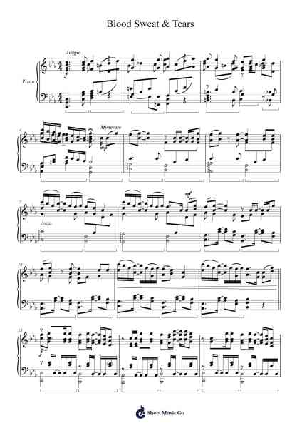 Blood Sweat & Tears Sheet Music by BTS-Arr.Cumwyatt