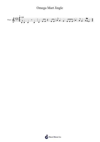 Omega Mart Jingle Sheet Music by Meow Wolf-Arr.Blythia