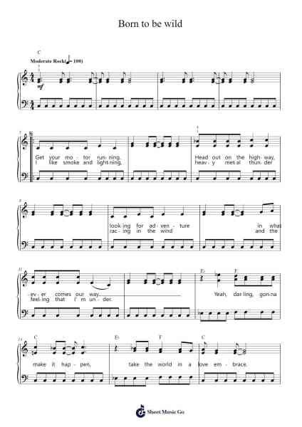 Born to be wild Sheet Music by Steppenwolf-Arr.Fieldbing