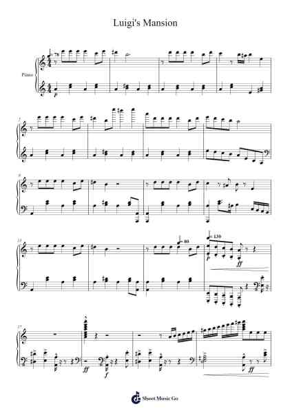 Luigi's Mansion Sheet Music by Kazumi Totaka-Arr.Jonesrhys
