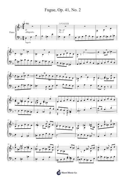 2 Fugues, Op. 41, No. 2 Sheet Music by Anatoly Lyadov-Arr.Hillian