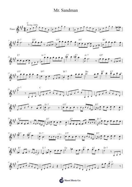 Mr. Sandman Sheet Music by The Chordettes-Arr.Blandel