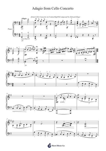 Cello Concerto in E Minor, Op. 85: III. Adagio Sheet Music by Edward Elgar-Arr.Bobright